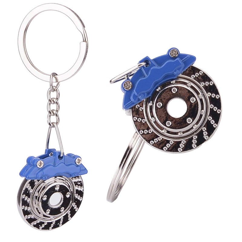 FEBRYTOLD 5 Pcs Car Parts Model Key Chains, Colorful Turbo Keychain, Black Manual Gearbox Keychain, Colorful Tire Rim Key chain, Blue Brake Rotor Key chain, Red Spring Shock-absorber Keychains - Image 5